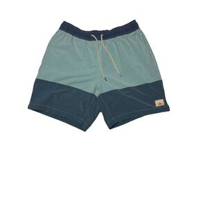 Faherty Swim Trunks Mens X-Large Blue Lined Drawstring Beach‎ Stretch Colorblock